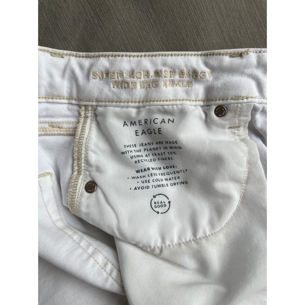 American Eagle 8 Reg. Super High Rise Baggy Wide Leg Jeans Strigid Off White - Picture 3 of 8